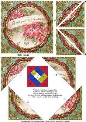 Pink Poinsettia Gold 5inch Triangle Edge Spiral Stacker