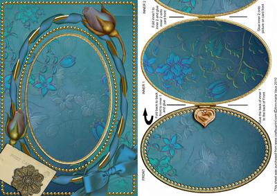 Blue Floral Vine Plain A5 Locket Card Front
