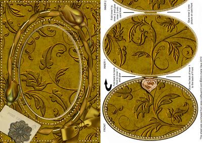 Gold Floral Vines Plain A5 Locket Card Front