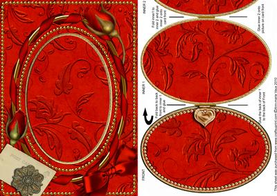 Red Floral Vines Plain A5 Locket Card Front