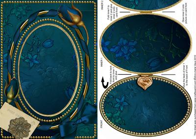 Navy Blue Vines Plain A5 Locket Card Front