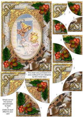 Bell Angel Holly 7x5inch All 4 Corner Stacker Card Front