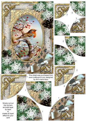 Robin Snow 7x5inch All 4 Corner Stacker Card Front