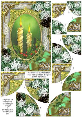 Candle Duo Snow 7x5inch All 4 Corner Stacker Card Front