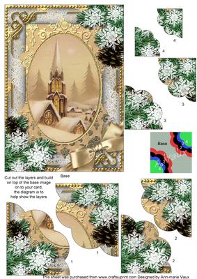 Steeple Snow 7x5in Scalloped Duo Corner Stacker