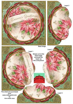 Pink Poinsettia Gold 5in Scallop Bottom Stacker