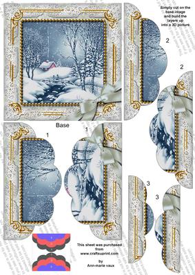 Blue Winter Walk 5in Top N Bottom Round Scallop Stacker