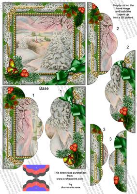 Christmas Stream Holly 5in Top N Bottom Scallop Stacker