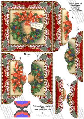 Christmas Wreath 5in Top N Bottom Scallop Stacker