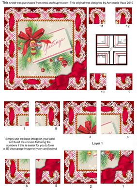 Greetings Eyelet Lace All 4 Corner Stacker Card Front
