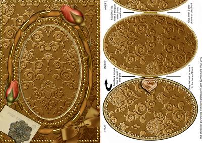Bronze Damask Roses A5 Locket Card Front