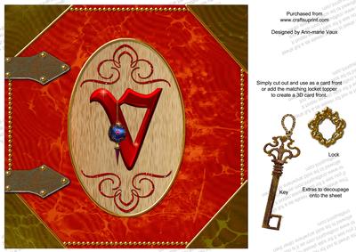 Christmas Toy Initial V Locket Base Picture Topper