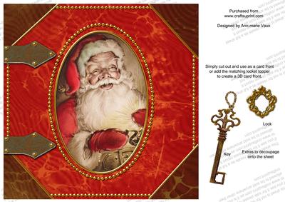 Father Christmas 8in Sq Locket Book Base Card Topper