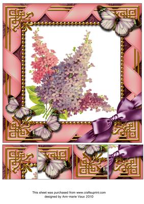 Lilac Butterflies 8inch Picture Sheet