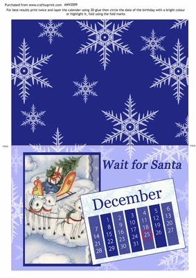Calendar Card- Waiting for Santa December