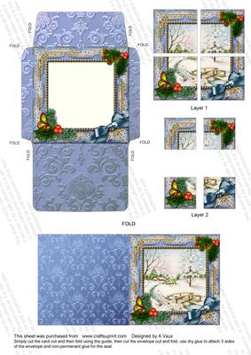 Winter Morning Holly Mini Card Envelope 4 Corner Stacker Aio