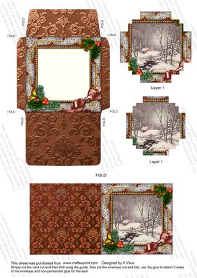 Winter Walk Holly Mini Card Envelope Block Stacker Aio