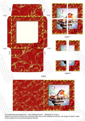 Robin Gold Swirl Mini Card Envelope 4 Corner Stacker Set Aio