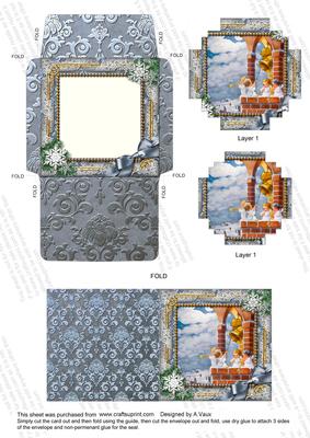 Angels Bell Pulling Snow Card Envelope Block Stacker Aio