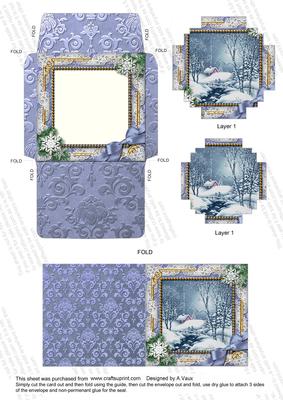 Blue Winter Walk Snow Card Envelope Block Stacker Aio