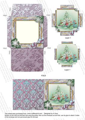 Carol Singers Snow Card Envelope Block Stacker Aio