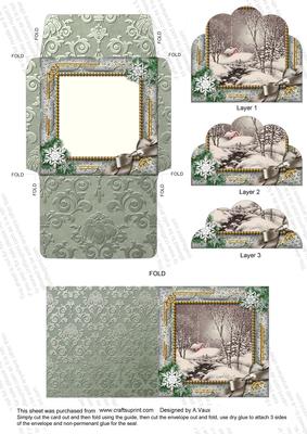 Winter Walk Snow Card Envelope Scallop Bottom Stacker Aio