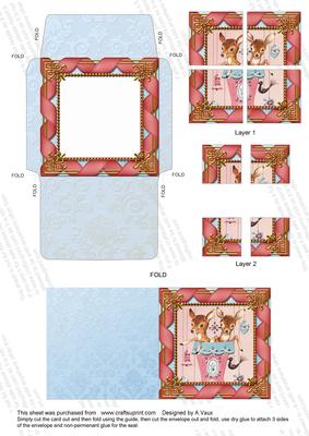 Cute Baby Reindeers Mini Card Envelope 4 Corner Stacker Aio