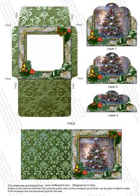 How Tree Look Holly Card Envelope Scallop Bottom Stacker Aio