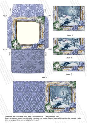 Blue Winter Walk Snow Card Envelope Bottom Stacker Aio