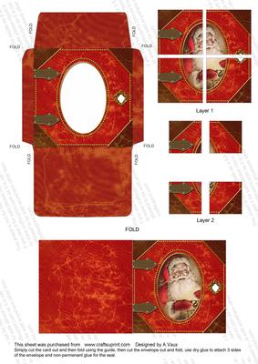 Father Christmas Book Card Envelope 4 Corner Stacker Aio