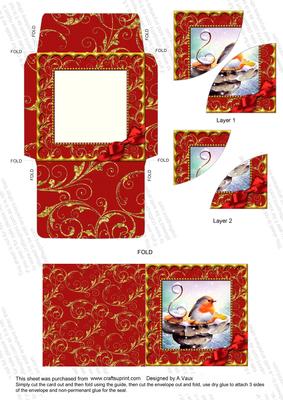 Robin Gold Swirl Card Envelope Duo Corner Stacker Aio