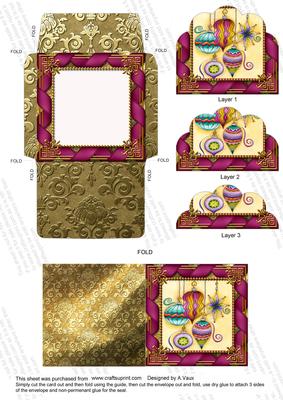 Christmas Decorations Card Set Scallop Bottom Stacker Aio