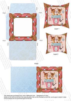 Cute Baby Reindeers Card Envelope Set Pointy Stacker Aio