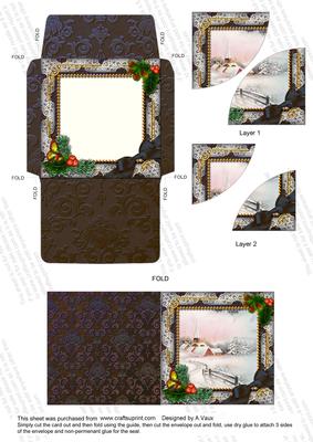 Snow Village Holly Card Set Duo Corner Stacker Aio