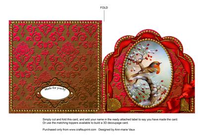 Robin 1 Ornate Scalloped Folded Card