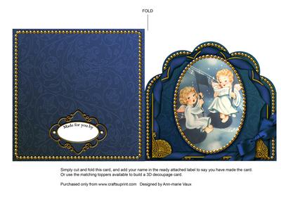 Singing Angels Ornate Scalloped Folded Card