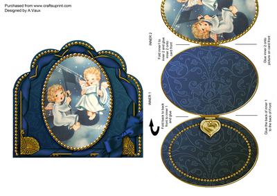 Singing Angels Ornate Scalloped Picture and Locket