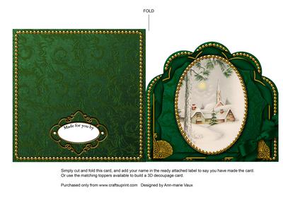 Winter Pub Ornate Scalloped Folded Card