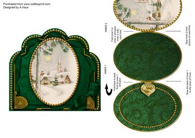 Winter Pub Ornate Scalloped Picture and Locket
