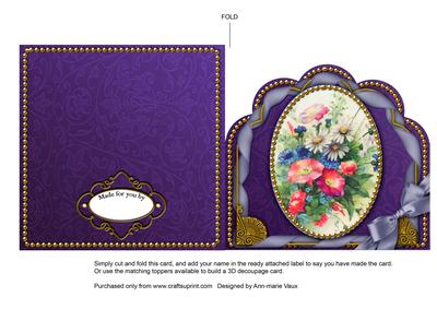 Beautiful Cornflowers Ornate Scalloped Folded Card