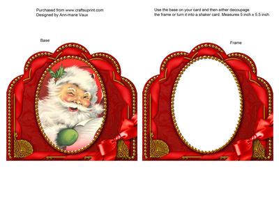 Father Christmas Ornate Scalloped Card Front and Frame