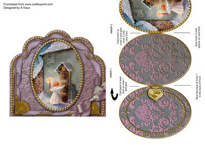 Choirboy Knocking Ornate Scalloped Picture and Locket