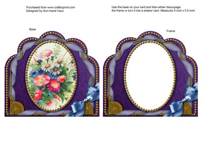 Beautiful Cornflowers Ornate Scalloped Card Front and Frame