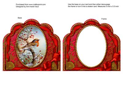 Robin 1 Ornate Scalloped Card Front and Frame