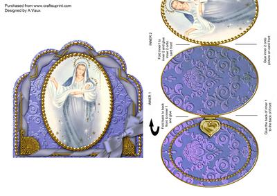 Holy Mother Ornate Scalloped Picture and Locket