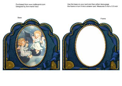 Singing Angels Ornate Scalloped Card Front and Frame