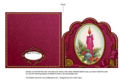 Pink Candle Ornate Scalloped Folded Card