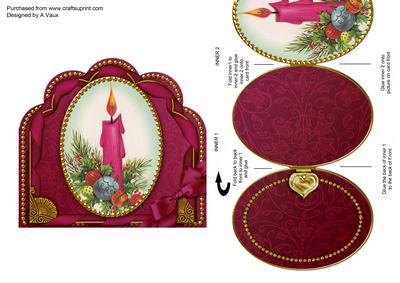 Pink Candle Ornate Scalloped Picture and Locket