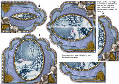 Blue Winter Walk Ornate Scalloped Side Stacker