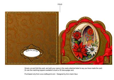 Poinsettia Window Ornate Scalloped Folded Card
